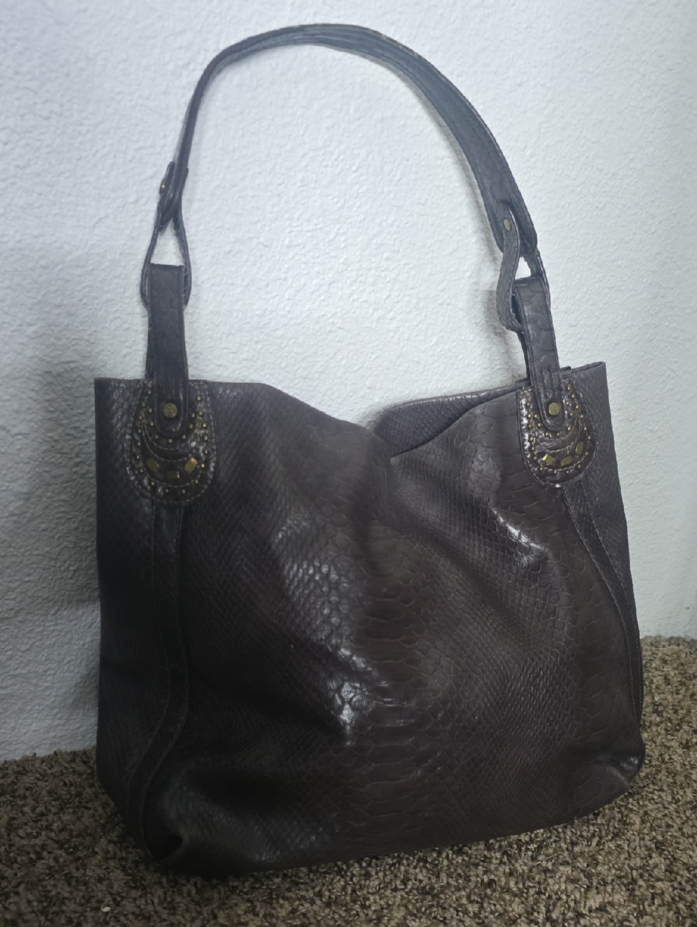 Liz Claiborne Brown/Purple Snake Large Shoulder Bag W/ Gold Hardware (V-G)✨️